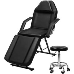 Vanimeu masāžas galda 3. daļa regulējama ar roku balstiem un salona krēslu terapijai, Reiki ārstēšanai, izturīgs rāmis, PU āda (melna)