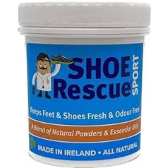 Shoe Rescue Shoe and Foot Powder 100g - Foot Odour Remover and Eliminator - Developed by a Registered Podiatrist, Shoe Rescue is a completely natural means to eliminate smelly shoes and feet.