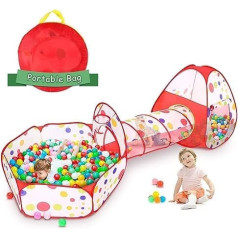 3-in-1 Children's Play Tunnel Tent, Foldable Play Tent Outdoor / Indoor Playhouse with Children's Tent + Tunnel Game + Ball Pool (Coloured Balls Not Included)