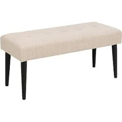 AC Design Furniture Gloria Bench with Textured Cover in Beige and Black Steel Legs, Upholstered Bench in Modern Style, Dining Room Furniture, Hallway Furniture, L: 95 x H: 45 x W: 38 cm