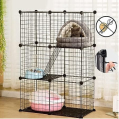 ybaymy Large 3 Tier Pet Cage, Metal Playpen with Door Ladder, Anti Jump Cat Fence for Kittens, Rabbits, Chinchilla, Pet Mink