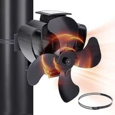 4 Blades Fireplace Fan with Clamp, Oven Fan Environmentally Friendly on Chimney, Fan for Wood Stove / Firewood / Fire Pit / Stove Pipe