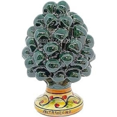 Sicilia Bedda - Sicilian cones made of ceramic from Caltagirone - foot decorated - 100% Sicilian craft (height 12 cm, dark green)