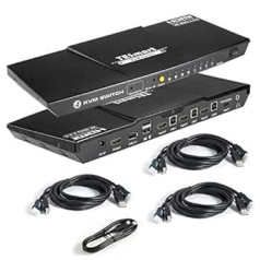 KVM Switch USB C, TESmart USB-C 3 HDMI ports KVM Switch 4 PC 1 Monitor, 4K @ 60Hz KVM Switch 4 in 1 Out with USB 2.0 Device, Stereo Audio, Hotkey Switch, EDID, Monitor Switcher Box PC Mac