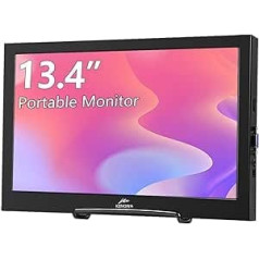 Portable Monitor Kenowa 13.4 Inch Portable Monitor Full HD 1366 x 768 Screen External Mobile Display with HDMI and VGA for Laptop/PC/PS4/PS5/Xbox/Raspberry Pi