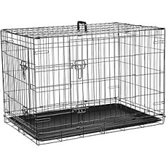 Cardys liela suņu kaste ar 2 durvīm, viegli tīrāmu, noņemamu plastmasas paplāti, salokāmu metālu, 36 collas (36 collas)