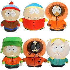 Benolls South Park plīša rotaļlietas, 18 cm Kenny South Park plīša pildītas rotaļlietas, South Park figūriņas, South North Park mīkstās kokvilnas pildītas plīša lelles dāvanas bērniem un spēļu ventilators (6 gab.)