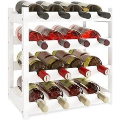 SMIBUY Bamboo Wine Rack, 16 Bottle Display Holder, 4 Tier Freestanding Storage Racks for Kitchen, Pantry, Basement, Bar (White)