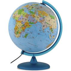 Tecnodidattica Babylon Kids Globe | Dzīvnieki un orientieri | Apgaismots un rotējošs | Atjaunināta kartogrāfija angļu valodā | Beidzis Meridiāns | 30cm diametrs