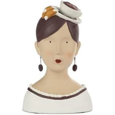 Baden Collection Женская голова с чашкой 28 см Белый/Коричневый Гипсовый бюст Декоративная подставка