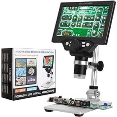 HD 7 collu LCD displeja mikroskops, 1080P, 1200X, ar alumīnija sakausējuma metāla statīvu, uzlādējamu akumulatoru, digitālo mikroskopu, pārnēsājamu mikroskopu 3C remontam, varat arī izpētīt mikrokosmosu