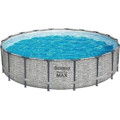 Bestway Steel Pro MAX rāmja baseina komplekts ar filtra sūkņa diametru 549 x 122 cm, akmens sienas izskats (krēmpelēks), apaļš