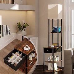addlon stāvlampa ar plauktu, stāvlampa ar plauktiem, stāvlampa ar 2 USB uzlādes pieslēgvietām un atvilktni, stāvlampa Dzīvojamā istaba ar 3 krāsu temperatūrām, grīdas lampa guļamistabai, birojs (brūns)