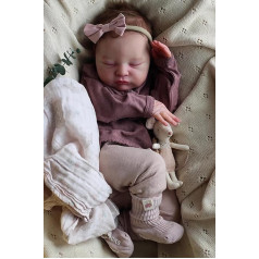 Zero pam Reborn Baby Girl 19 collu 48 cm Reborn lelle ar matiem Dzīvīgas atdzimšanas lelles, kas izgatavotas no auduma kā īsts mazulis Dāvanu komplekti meitenēm