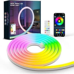 CHACOKO 10 m Neon RGB with IC LED Strip, Rainbow Effect, 84 LEDs/Metre, 840 LED, Waterproof IP65 Silicone LED Strip, App and Remote Control, Music Sync, for Home, Room, Garden, Party