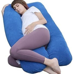 AS AWESLING Pregnancy Pillow, U Shaped Full Body Pillow, Nursing, Support and Maternity Pillow for Pregnant Women with Removable Velour Cover (Blue)