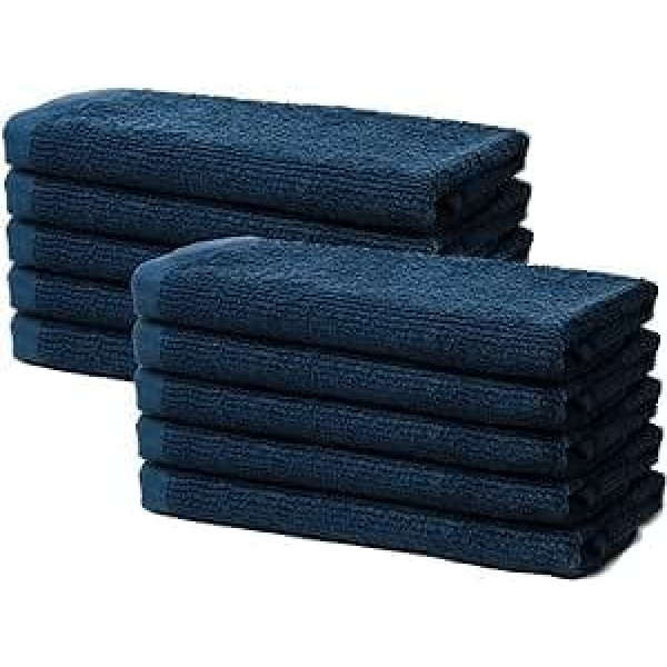 OHM - Bathroom Set - 10 Guest Towels Small - 30 x 50 cm - 100% Prima Cotton - Very Soft and Absorbent - Oeko-Tex Certified - 500 g/m² - Navy Blue