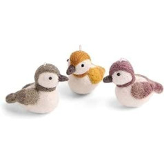 Én Gry & Sif Small Sparrows Felt Pendants, Christmas Decoration, Pack of 3