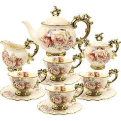 fanquare iepakojumā ir 15 rožu ziedi angļu keramikas tējas komplekti, vintage ķīniešu kafijas komplekts, tējas servīze pieaugušajiem