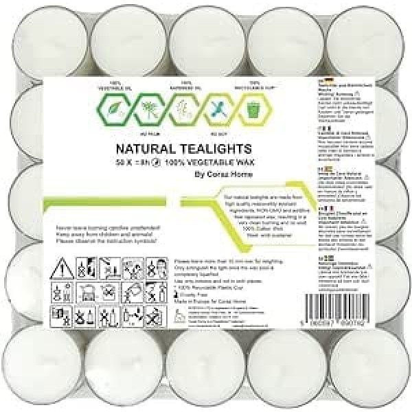 High Quality Rapeseed Wax Tealights in Clear Clear Cup with 4 Hour or 8 Hour Burn Time Pure White Wax, Fragrance-Free Vegan Wax Non-Toxic