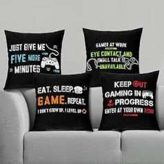 4 Pieces Gaming Cushion Cover Video Game Theme Cushion Cover Player Decorative Cushion Covers for Game Fan Funny Gaming Cushion Cover for Home Office Car Sofa Bedroom 18 x 18 Inches