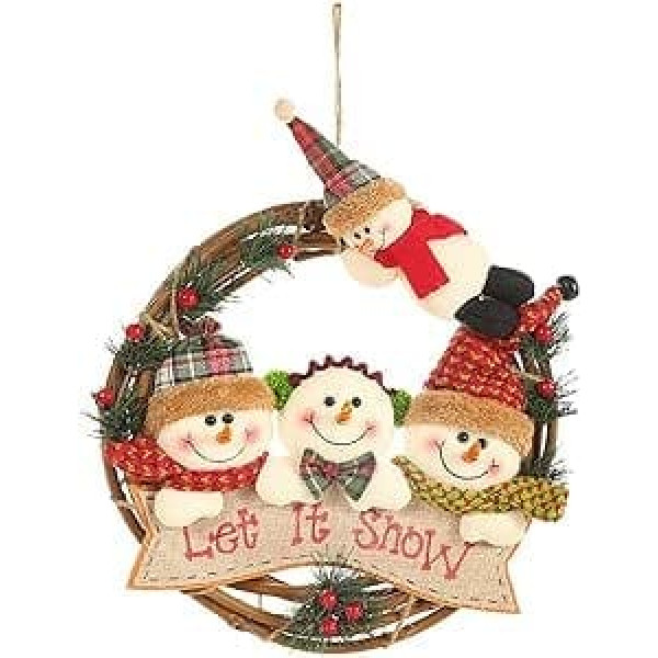 SeOSTO Door Wreath Christmas Snowman Christmas Decorations, Christmas Door Wall Hanging Decoration Ornament for Christmas Tree