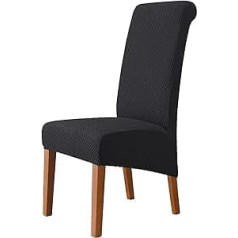 MILARAN lielie krēslu pārvalki ēdamistabai, ģeometriski žakarda pārvalki lieliem ēdamistabas krēsliem, mīksts elastīgs audums, mazgājams, noņemams, 6 gab., melns