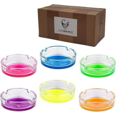 6 x Germanus Glass Ashtrays for Cigarettes, Colourful