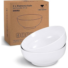 Ramen bļodas 20,5 cm, komplekts 2 porcelāna siltas baltas Shiro zupas bļodas Tilpums līdz 1200 ml Iespējams, japāņu ramen un vjetnamiešu Pho nūdeļu ēdieniem, salātiem un desertiem