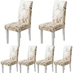 ARNTY Chair Covers, Set of 4/6, Jacquard Dining Room Chair Covers, Swing Chairs, Universal Covers for Chairs for Dining Room, Hotel, Kitchen, Ceremony (Brown Flowers, Set of 6)