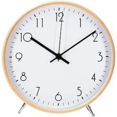 ALEENFOON 8.6 Inch Wooden Clock, Modern Quiet Wall Clocks, Table Clock for Living Room, Kitchen, No Ticking Noise, Indoor Clock, Non-Ticking Wall Clocks, Hanging Clock (White)