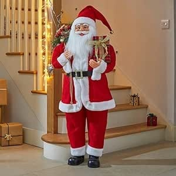 Marco Paul Interiors 80cm Standing Santa Claus Figurine Christmas Decoration Santa Plush Statue (Jumbo, 80cm)