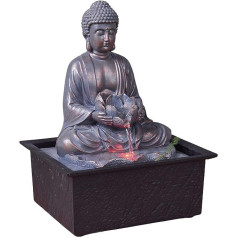 Indoor Fountain Buddha Meditation Lotus Light LED Colourful - Decorative Zen Living Room Bedroom - Table Fountain Relaxing Movement - Lucky Charm Useful Woman and Men - Height 26 cm - Sutra Zen'Light