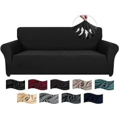 CYCMACO dīvāna pārvalks 3 vietīgs ar roku balstiem, neslīdošs dīvāna aizsargs, elastīgs dīvāna pārvalks kaķiem, mazgājams dīvāna pārvalks, aizsargapvalks dīvāns, melns