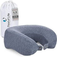 Andar Quick-Dry Neck Pillow – Memory Foam Travel Pillow – Orthopaedic Cervical Spine Neck Pillow with Heat-balancing Quick-Drying Cover – Ideal for Travel in the Car, Plane, Train, 30 x 26 x 13/10 cm