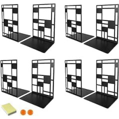 DIFIT grāmatu plaukti, 4 pāri (= 8 gab.) Metāla grāmatplaukti, melns grāmatu turētājs, grāmatu turētājs plauktiem, grāmatu plaukti birojam/skolai/mājai, plauktu plaukti, 9 cm x 12 cm x 17,5 cm