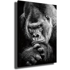 Attēli uz audekla Abstract Smoking Gorilla Monkey Smieklīgs dzīvnieku attēlu plakāts un izdrukas Sienas mākslas glezna viesistabai Dzīvnieku audekla glezna Moderna apdare (ar rāmi B, 16 x 24 collas)