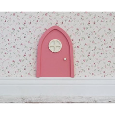 TinyFoxes Fairy Door Pink — ar gaišu durvju logu — atbilstošas rūķīšu durvis bērnistabas dekorēšanai — Kristīna Franke