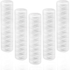 DriSubt Pack of 5 Strand-Wound Sediment Water Filter Cartridge Fibre Filter Insert 10 Inch (254 mm) Filter Housing Wound Cord Sediment Water Filter Cartridge (20 Microns)