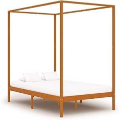 CIADAZ Himmelbett-Gestell, Bett, Bettgestell, Jugendbett, Schlafzimmer Bett, Schlafzimmer Komplett, Bed Fram, Honigbraun Massivholz Kiefer 120 x 200 cm