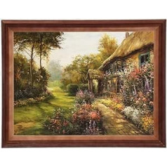 Postergaleria Pictures with Frame, House in the Garden, 30 x 40 cm, Art Print in a Wooden Frame, for Hanging, Standing, Retro Paintings, Reproduction in a Wooden Frame, Pictures Living Room