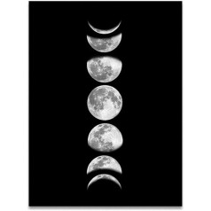 Candeon Canvas Painting Frameless Painting Moon Phases Prints Poster Painting Frameless Painting on Wall Art Home Decoration (090-2)