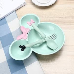 Minnie Mickey 3 Piece Dinner Plates and Spoons Set Mint Green