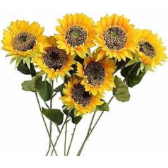 Sunallwell 10 Pieces Artificial Sunflower Bouquet Artificial Sunflowers Arrangement Bridal Bouquet Silk Yellow Decorative Artificial Flora Party Indoor Outdoor Decoration