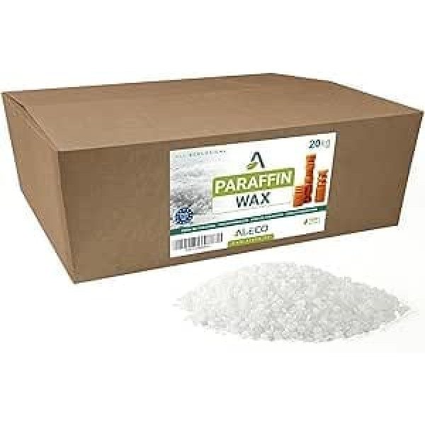 ALECO Paraffin Wax in Beads 20 kg, for Candles, Moulds and Injection Moulding, Melts at 58 °C to 60 °C, Minimum Oil, Accepts Maximum Fragrance