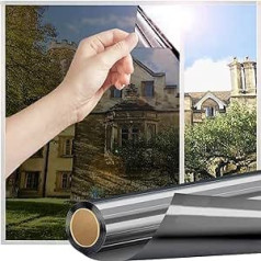 Reflective Window Film Privacy Disposable Window Film UV Mirror Window Tint Film Home Anti-Glare Glass Film Static Thermal Window Film for Sun Blockers Heat Reducing, Black Silver