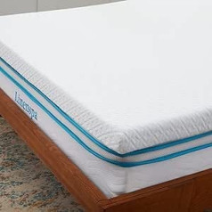 Linenspa 7,5 cm virsmatracis ar dzesēšanas želeju, Memory Foam un mazgājamu rāvējslēdzēja vāciņu, 135 x 190 cm