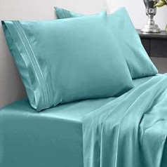 1800. pavedienu gultas veļas komplekts — mīksts ēģiptiešu kvalitātes matēts mikrošķiedras, hipoalerģisks — grezns gultas veļas komplekts ar plakanu palagu, 2 spilvendrānas gultas veļas komplekts, karalienes zils — miglaini zils