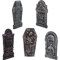 EXCEART 5pcs Halloween Foam Tombstone Realistic Halloween Headstone Decorations Foam Headstones Gravestones for Lawn House Yard Decorative Sign