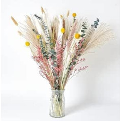 Dried Flowers Decoration White Green Dried Flowers Decoration Natural Pampas Grass Dried Flowers Eucalyptus for Wedding Flower Arrangement Living Room Modern Home Decor (Approx. 111 Pieces)